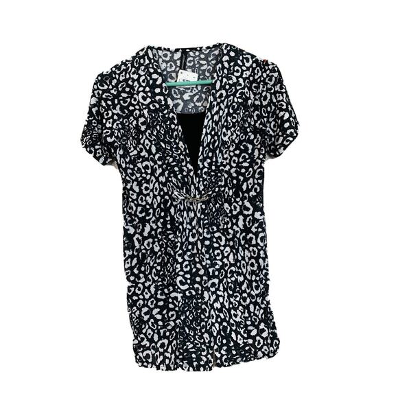 Jason Maxwell Women's Black White Animal Print Top Blouse Size Small USA Made - Picture 6 of 6